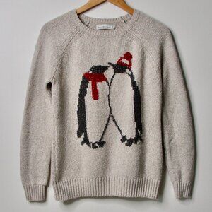 Abercrombie & Fitch Penguin Sweater Crewneck Ribbed Metallic Sparkle Size Small